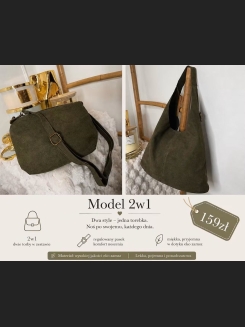 Torebka khaki typu hobo 2w1